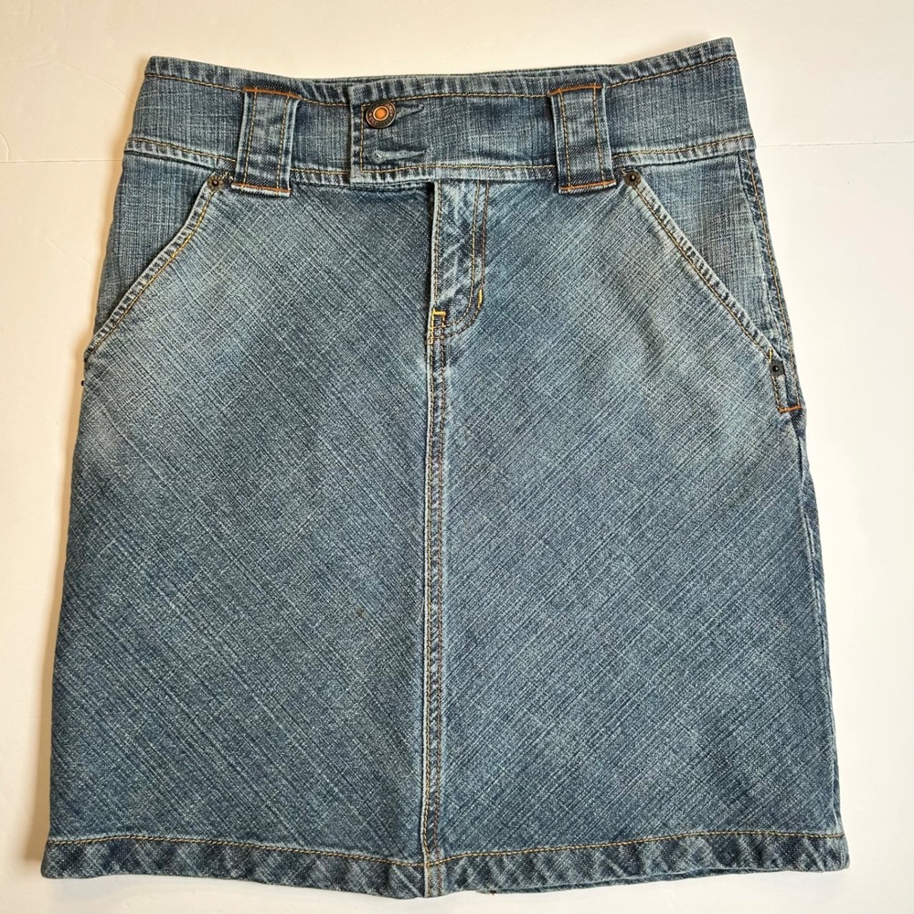 GAP‎ Jeans Skirt Womens Size 0 Stretch Denim Blue Jean Casual Straight Y2K